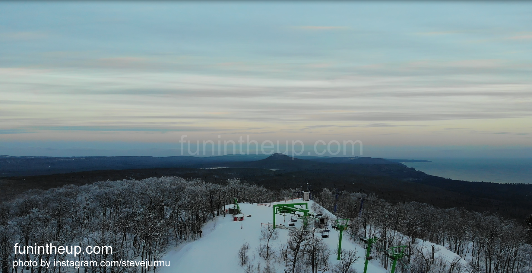 Mount Bohemia Ski Hill, drone view, Lac La Belle, Michigan